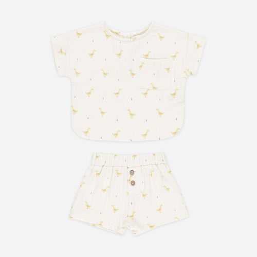 Woven Boxy Top + Short Set || Geese