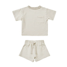 Load image into Gallery viewer, Boxy Pocket Tee + Short Set || Ash Stripe