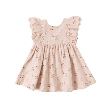 Load image into Gallery viewer, Quincy Mae Alina Dress with cherry pattern in blush fabric, featuring a adorable, lightweight dress for girls.