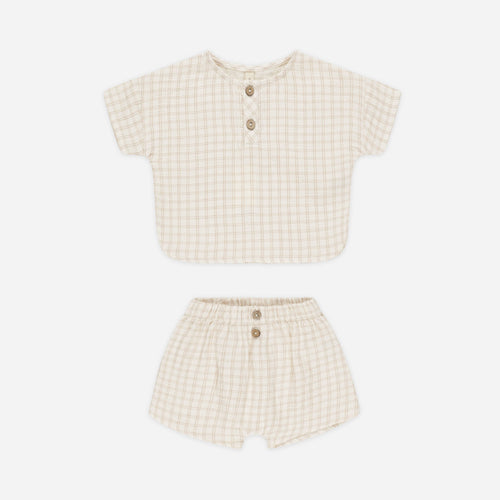 Woven Boxy Top + Short Set || Oat Check