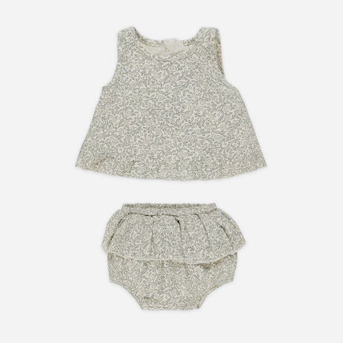 Ruffled Tulip Top + Bloomer Set || Green Garden