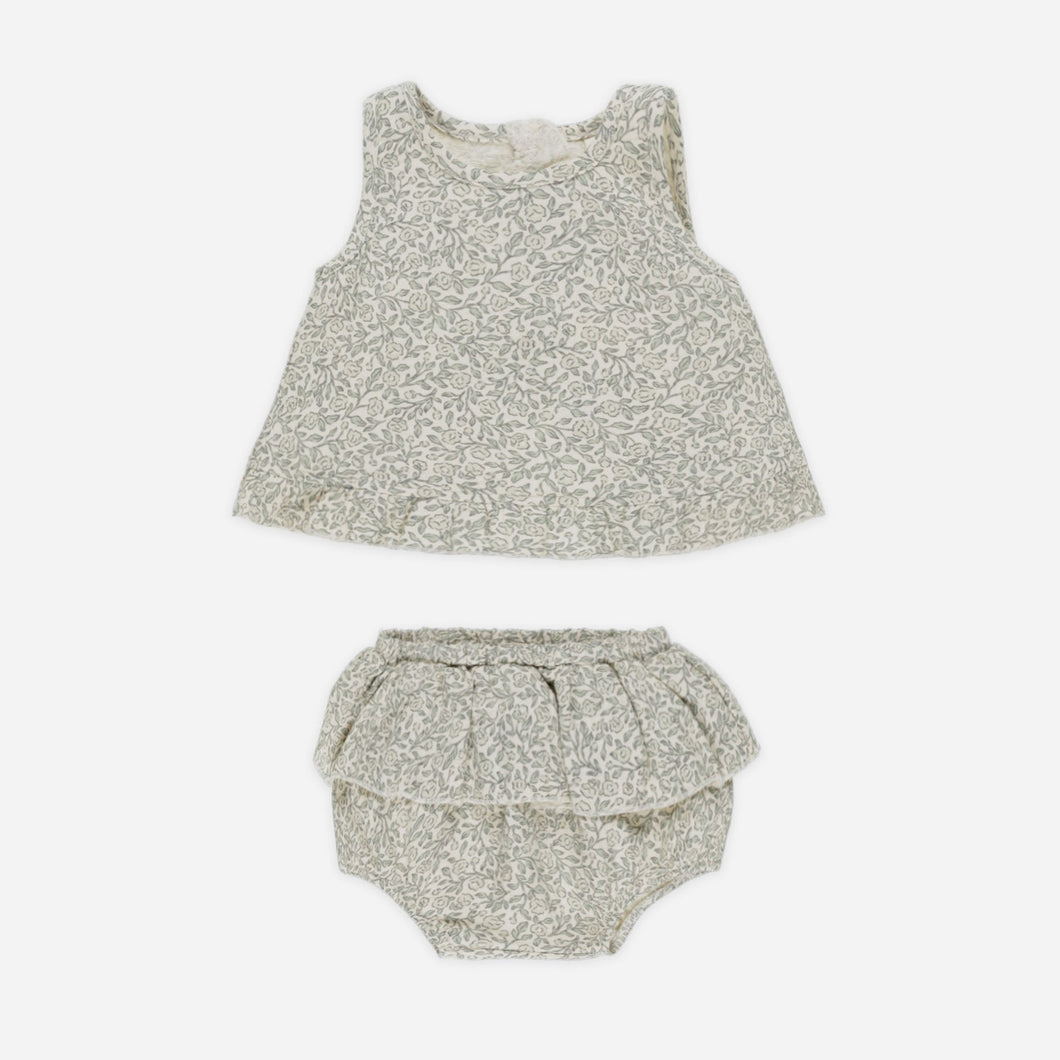 Ruffled Tulip Top + Bloomer Set || Green Garden