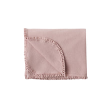 Load image into Gallery viewer, Pink textured blanket with ruffled edge on a white background