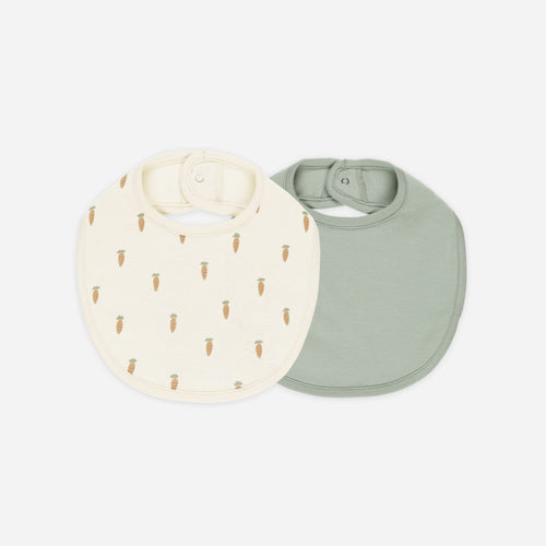 Jersey Snap Bib, 2 Pack || Carrots, Sage