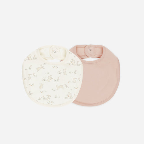 Jersey Snap Bib, 2 Pack || Bunnies, Melon