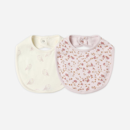 Jersey Snap Bib, 2 Pack || Garden, Snow Owls