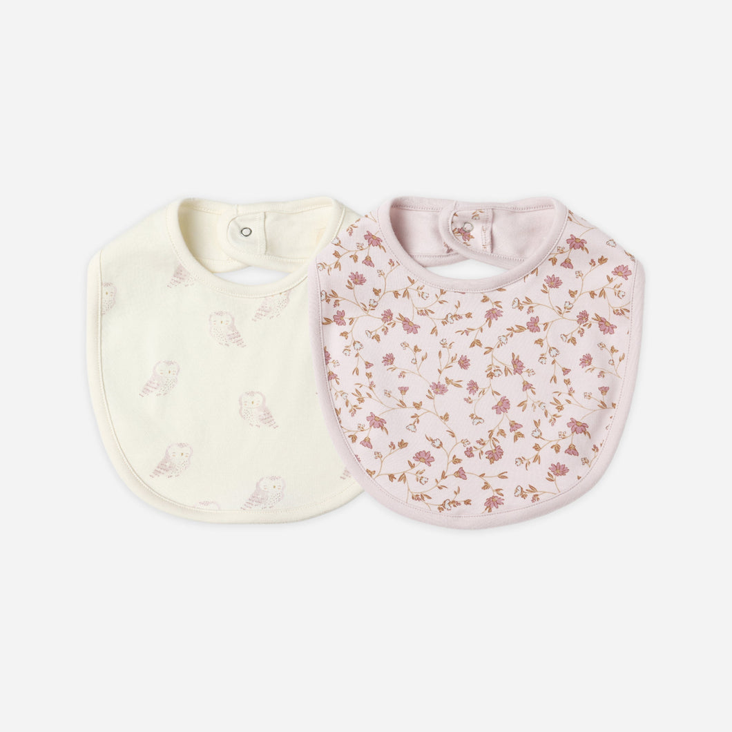 Jersey Snap Bib, 2 Pack || Garden, Snow Owls