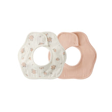 Load image into Gallery viewer, Quincy Mae Flower Bib Pack Garden Rose and Melon, soft fabric bibs with floral pattern for babies.