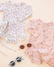 Load image into Gallery viewer, Baby girl wearing Quincy Mae Olivia Rashguard One-Piece Swimwear with cherry print, suitable for toddlers' swimwear.