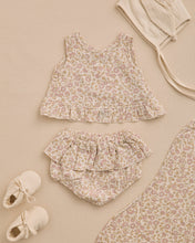 Load image into Gallery viewer, Quincy Mae ruffled tulip top and bloomer set for toddlers, featuring soft fabric and floral design, perfect for spring or summer.