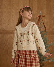 Load image into Gallery viewer, Boxy Crop Cardigan || Winter Daisy Embroidery