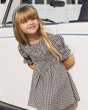 Load image into Gallery viewer, Black check padded headband by Rylee+Cru with soft fabric and a comfortable padded design, styled with a stylish check pattern.