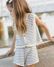 Load image into Gallery viewer, Rylee+Cru knit vest set with navy and white marine stripes, featuring a cozy sleeveless top and matching design.