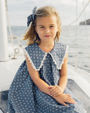 Load image into Gallery viewer, Rylee+Cru Porter Dress Ditsy in sailing print, lightweight cotton dress with floral pattern, short sleeves, and gathered waist.
