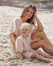 Load image into Gallery viewer, Rylee+Cru Juniper Set petal gingham top shown on a model, featuring a stylish short-sleeve design with a soft, floral pattern.