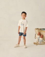 Load image into Gallery viewer, Baby and toddler navy swimwear by Rylee+Cru, Sam Short style, featuring a soft fabric and comfortable fit for swimming and play.