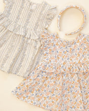 Load image into Gallery viewer, Rylee+Cru Brielle Dress in blue floral print, lightweight fabric with ruffled details, perfect for casual or special occasions.