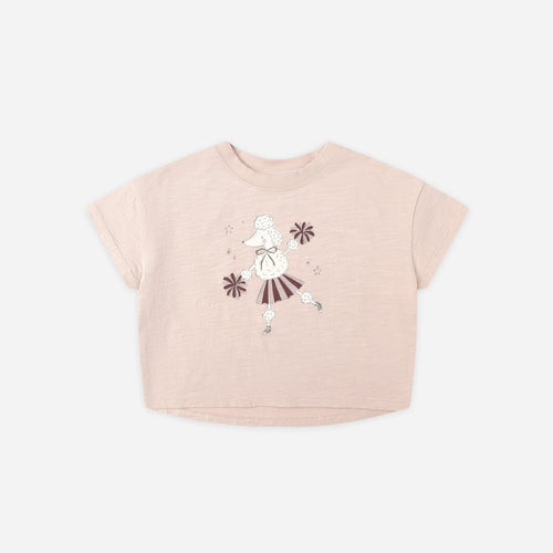 Pink t-shirt with a graphic design on a white background