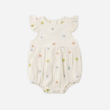 Load image into Gallery viewer, Rylee+Cru Amelia Romper with embroidered daisies in natural color, featuring a sleeveless design and playful floral details.