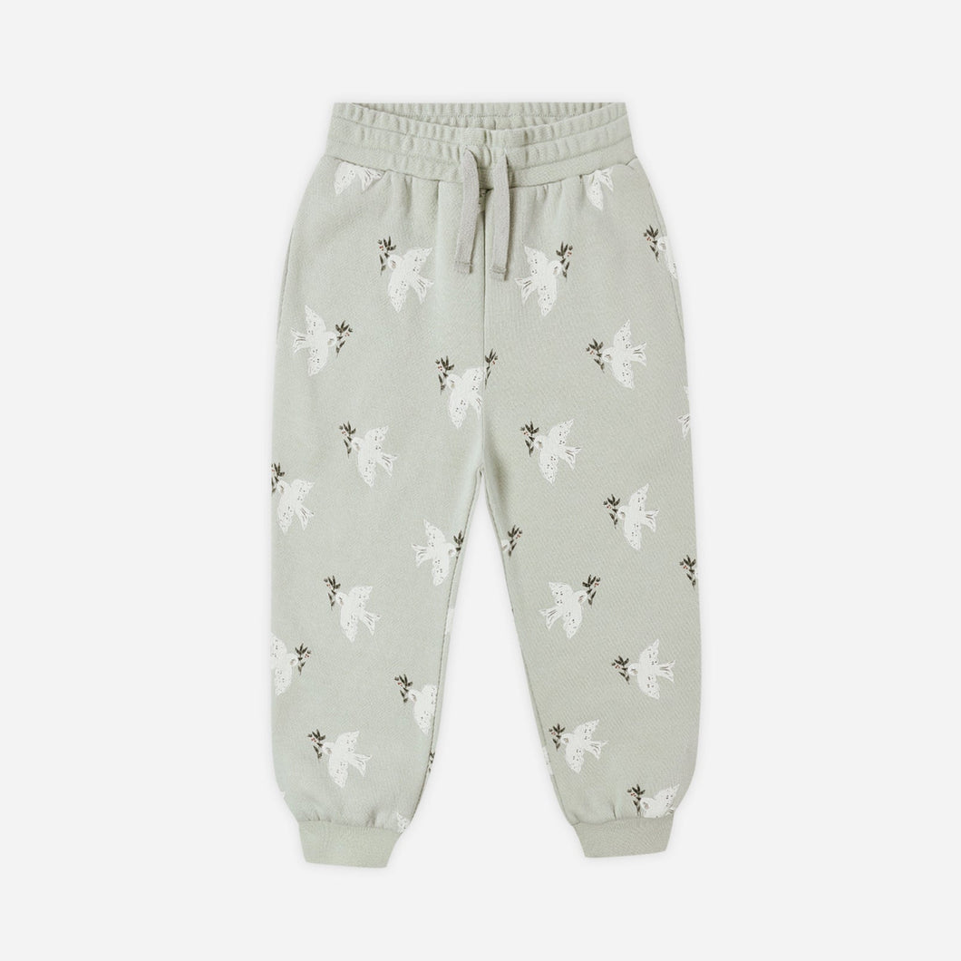Light gray sweatpants with a subtle pattern on a white background