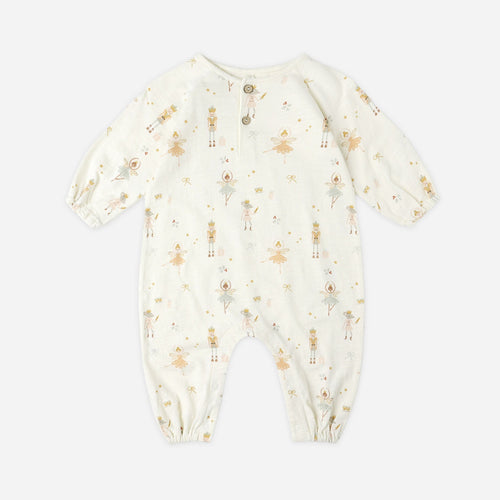 Baby onesie with a subtle pattern on a white background
