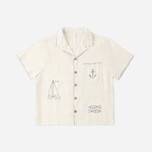 將圖片載入圖庫檢視器 Rylee+Cru sailor-style lapel collar shirt top in natural color, featuring a classic collar and relaxed fit.
