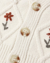 Load image into Gallery viewer, Boxy Crop Cardigan || Winter Daisy Embroidery