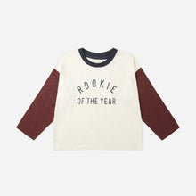 Load image into Gallery viewer, Children&#39;s long-sleeve shirt with &#39;Rookie of the Year&#39; text on a white background