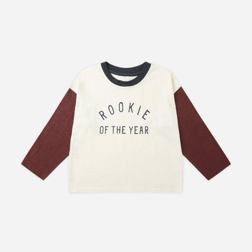 Children's long-sleeve shirt with 'Rookie of the Year' text on a white background
