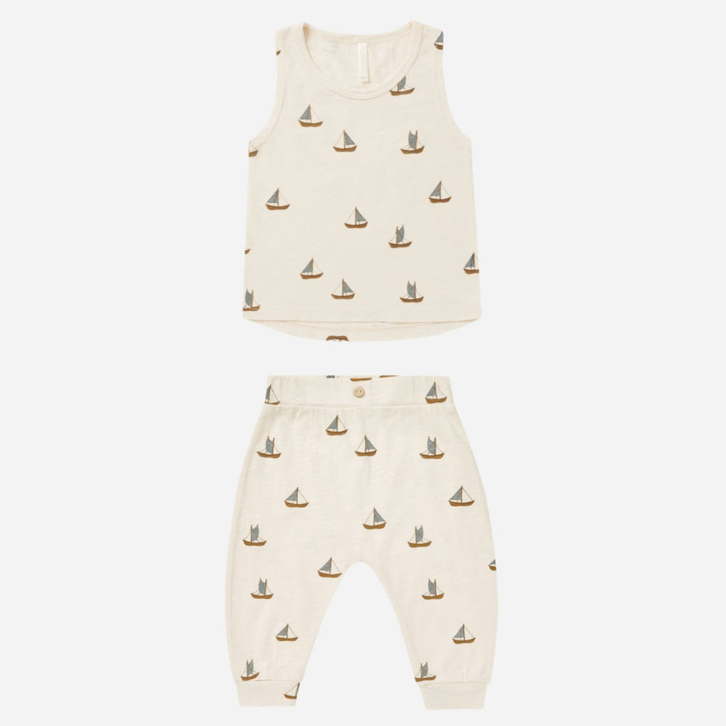 Tank + Slouch Pant Set || Sailboats