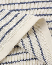 Load image into Gallery viewer, Rylee+Cru Chandler Knit Polo top in marine stripe, featuring a classic knit design and ivory accents.