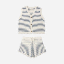 Load image into Gallery viewer, Rylee+Cru knit vest set top with marine stripe design, featuring soft ivory fabric and classic nautical pattern.