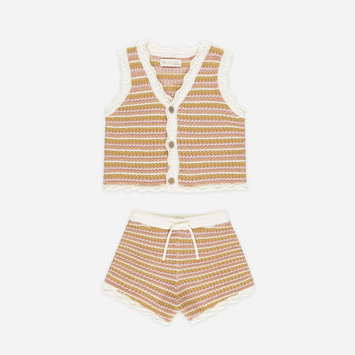 Scallop Crochet Set || Pink Stripe