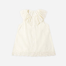 Load image into Gallery viewer, Rylee+Cru Marina Dress in ivory, lightweight fabric, with ruffled details and a relaxed fit, displayed on a hanger.