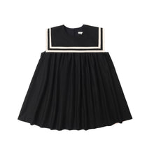 Load image into Gallery viewer, Rylee+Cru RC961HART black dress displayed on a hanger, showcasing a stylish, casual girls' dress with long sleeves and a relaxed fit.