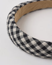 Load image into Gallery viewer, Black padded check Rylee+Cru headband with soft fabric and stylish design, perfect for adding a chic touch to outfits.