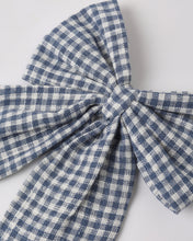 Load image into Gallery viewer, Rylee+Cru oversized bow marine gingham headband with large bow and navy and white checkered pattern, stylish and comfortable accessory