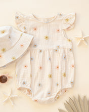 Load image into Gallery viewer, Rylee+Cru Amelia romper with embroidered daisies, featuring a soft fabric and playful floral design for kids.