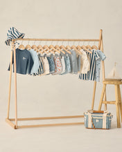 Load image into Gallery viewer, Baby and toddler navy stripe boardshorts by Rylee+Cru, featuring a comfortable swimwear design with playful stripe pattern.