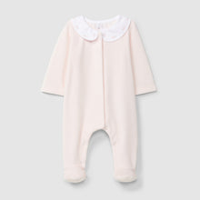 Load image into Gallery viewer, Babygrow in velvet collar with delicate floral embroidery