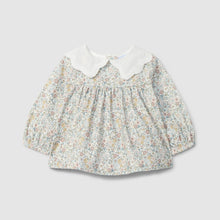 將圖片載入圖庫檢視器 Floral corduroy blouse with embroidered collar
