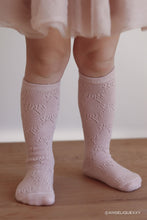 Load image into Gallery viewer, Bow Pointelle Knee High Sock - Soft Peony