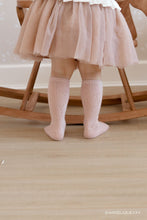 Load image into Gallery viewer, Bow Pointelle Knee High Sock - Soft Peony