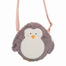 將圖片載入圖庫檢視器 Fluffy penguin-shaped crossbody bag with a pink strap on a white background