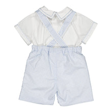 Load image into Gallery viewer, Baby boy Kidiwi one-piece set by Basile and Firmin in sky blue small gingham, featuring a cute and comfortable design.