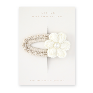 FLOWER CROCHET CLIP // CAMELLIA - PEARL WHITE