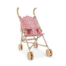 將圖片載入圖庫檢視器 Konges Sløjd Felice Rose doll stroller toy with pink fabric and metal frame, ideal for children's doll play.