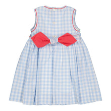 Load image into Gallery viewer, Emma, smocked dress, in 10mm light blue gingham