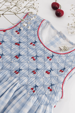 Load image into Gallery viewer, Emma, smocked dress, in 10mm light blue gingham