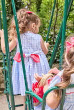 Load image into Gallery viewer, Emma, smocked dress, in 10mm light blue gingham